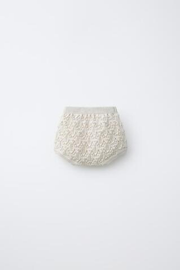 ZARA ВЯЗАНЫЕ ШОРТЫ С ЛЬНОМ, СВЕТЛО-БЕЖЕВЫЙ