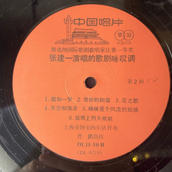 Винтажная виниловая пластинка LP Катайский Оперный Певец, Jianyi Zhang Popular Opera Arias Арии Из Опер (Китай 1988)