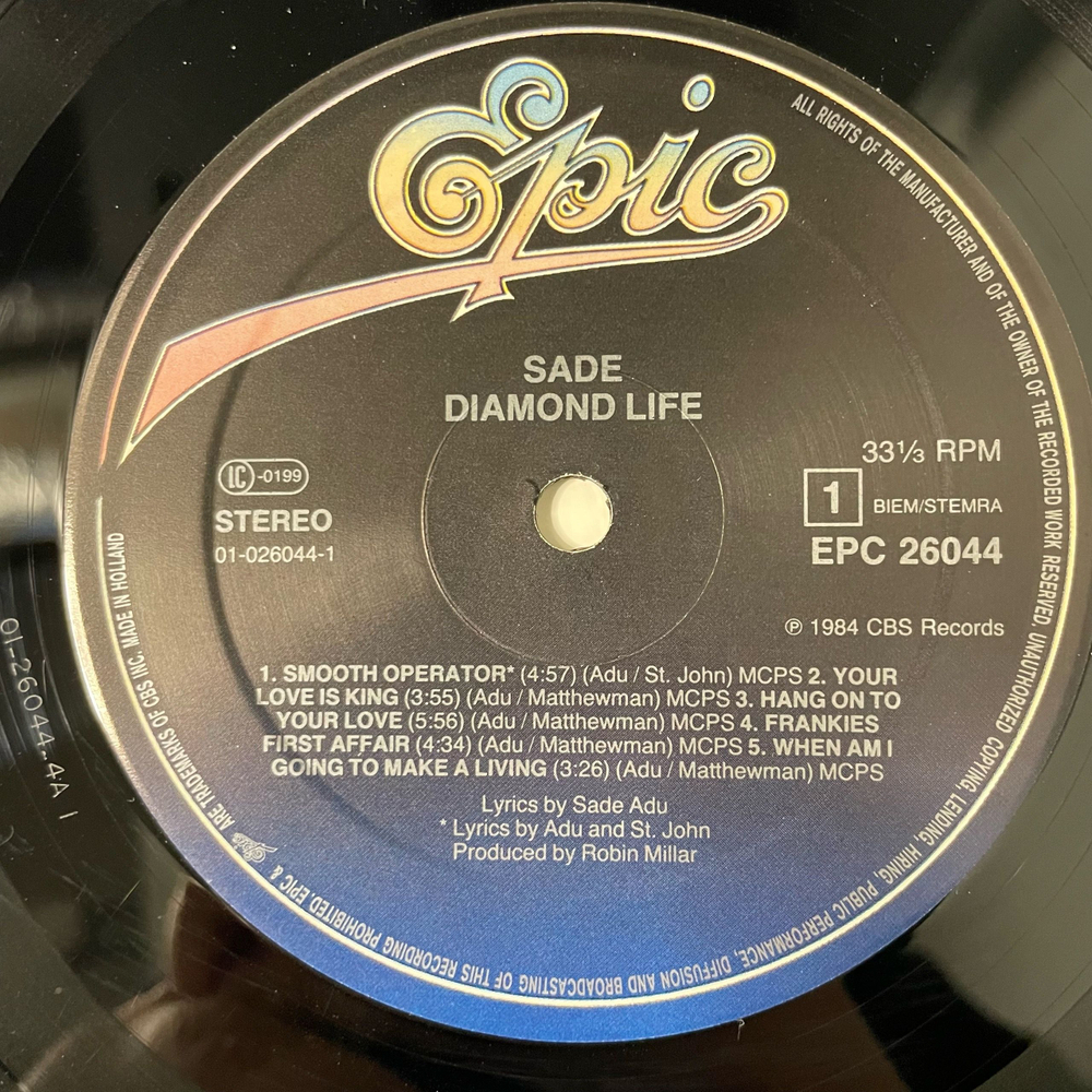 Винтажная виниловая пластинка LP Sade Diamond Life (Нидерланды 1984) Club Edition
