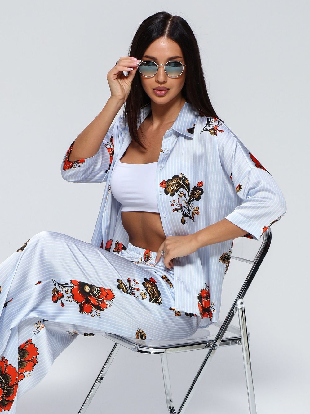 Костюм летний шелковый "ART SILK", 713.9054.09.15, цвет голубая хохлома