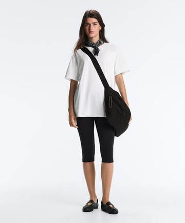 Oysho Футболка oversize с короткими рукавами из хлопка, белый