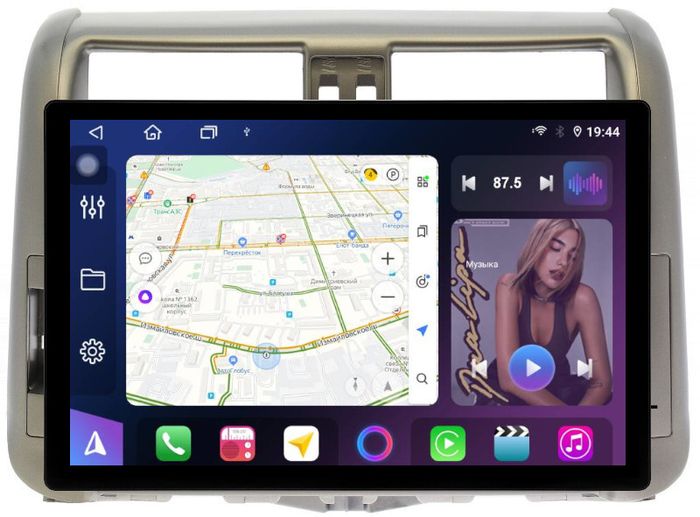 Магнитола для Toyota Land Cruiser Prado 150 2009-2013 (рамка бронза) - FarCar BX877 монитор 13" 2K QLED на Android 13, TS10, 6+128, CarPlay, 4G SIM-слот