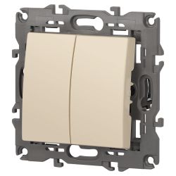 Переключатель ЭРА Elegance 14-1106-02 двойной 10АХ-250В, IP20 слоновая кость | Эра Elegance