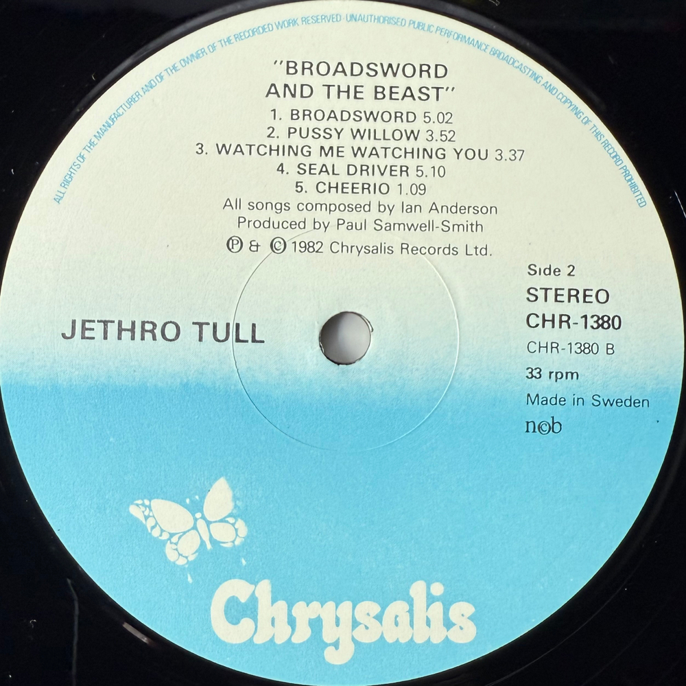 Jethro Tull ‎– The Broadsword And The Beast (Швеция 1982г.)