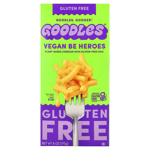 Goodles, Be Heroes, веганский продукт с растительным чеддером и безглютеновыми макаронами, 170 г (6 унций)
