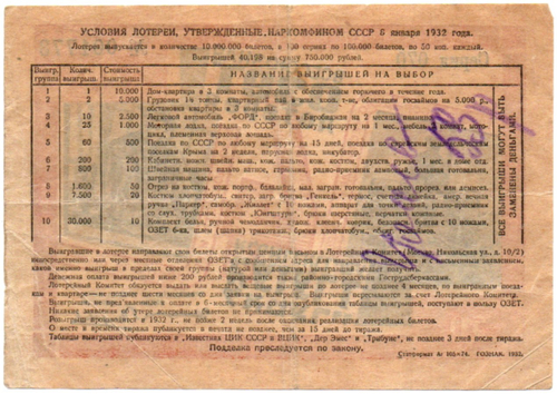 50 Копеек 1932 Россия СССР 4-я Всероссийская ОЗЕТ-Лотерея