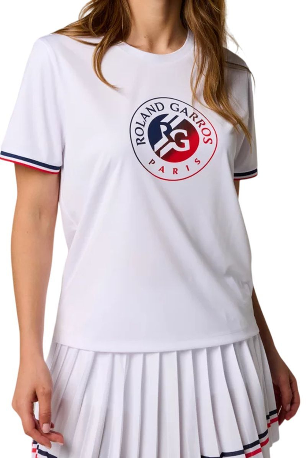 Женская теннисная футболка Roland Garros Tricolore - белый