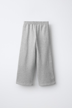 ZARA БРЮКИ WIDE LEG С ОТДЕЛКОЙ СТРАЗАМИ, СЕРЫЙ МЕЛАНЖ