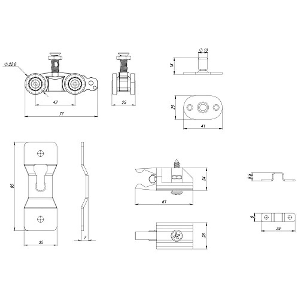 Комплект для раздвижных дверей ARMADILLO SLD.Comfort - PRO SET 1 PROF rollers/80 /49569/