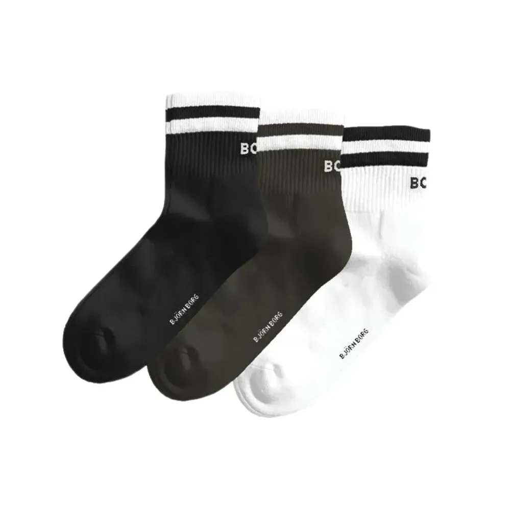 Теннисные носки Björn Borg Classic Mid Ankle 3P - white/black
