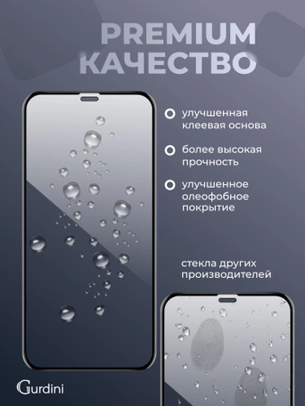 Стекло противоударное iPhone XR/11 6.1" Gurdini 3D Premium Glass черное