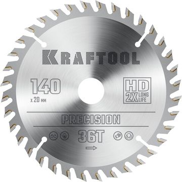 KRAFTOOL Precision, 140 х 20 мм, 36Т, пильный диск по дереву (36952-140-20)