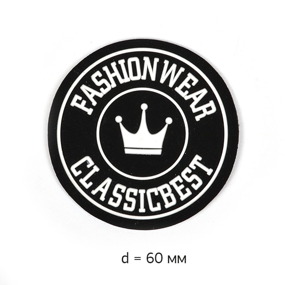 Аппликация пришивная "FASHION WEAR" 6х6 см, SHEV.09 цв.черн/бел, 20 шт