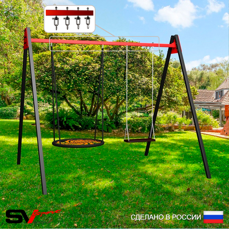 Уличные качели Sv Sport Maxi УК156.3В2 (3.0м/Гнездо 80см/Деревянные/Подвесы на втулке 2к)