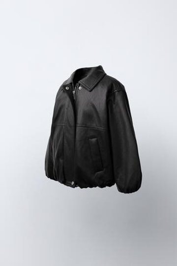 ZARA БОМБЕР ИЗ ИСКУССТВЕННОЙ КОЖИ, ЧЕРНЫЙ