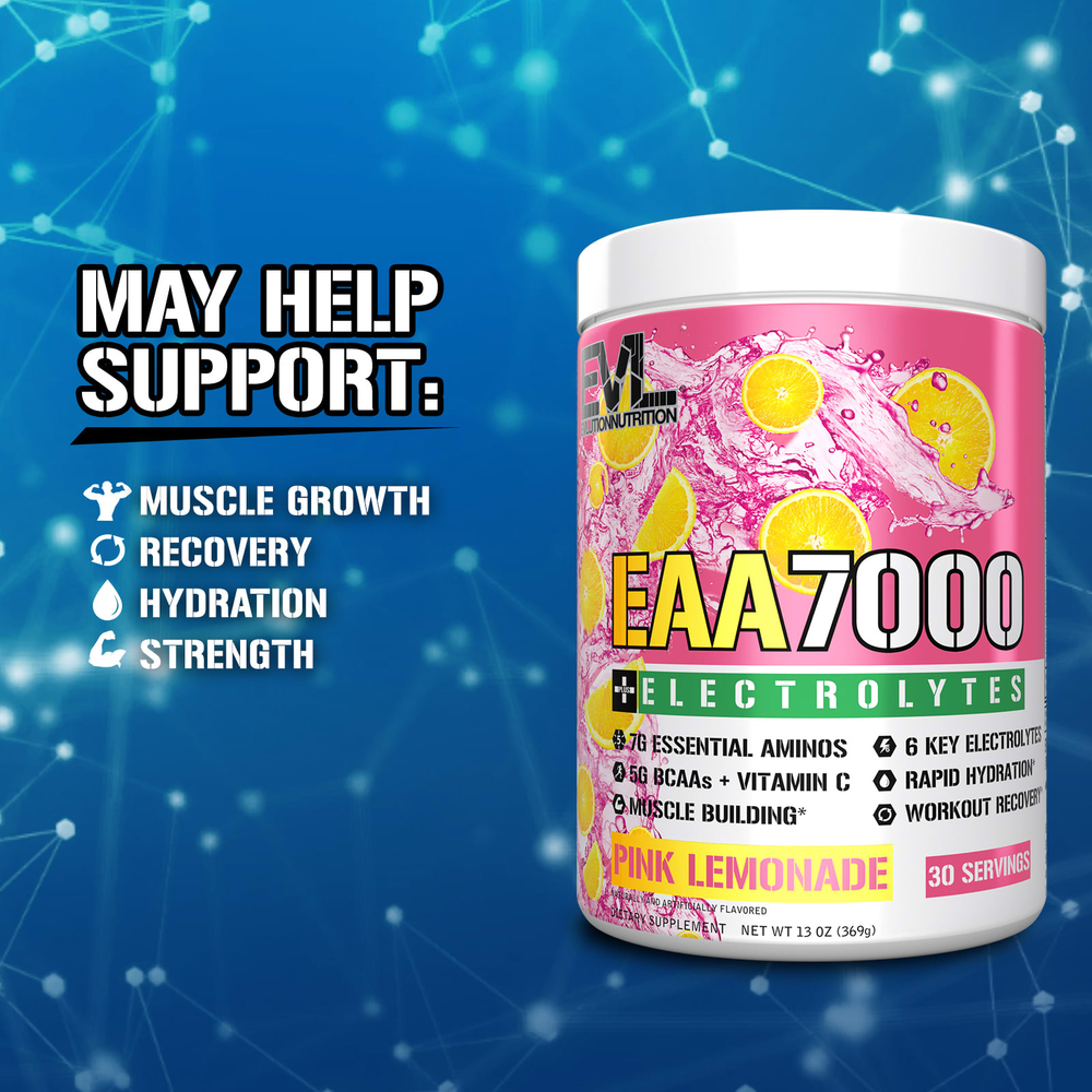 EVLution Nutrition, EAA 7000 + электролиты, розовый лимонад, 369 г (13 унций)