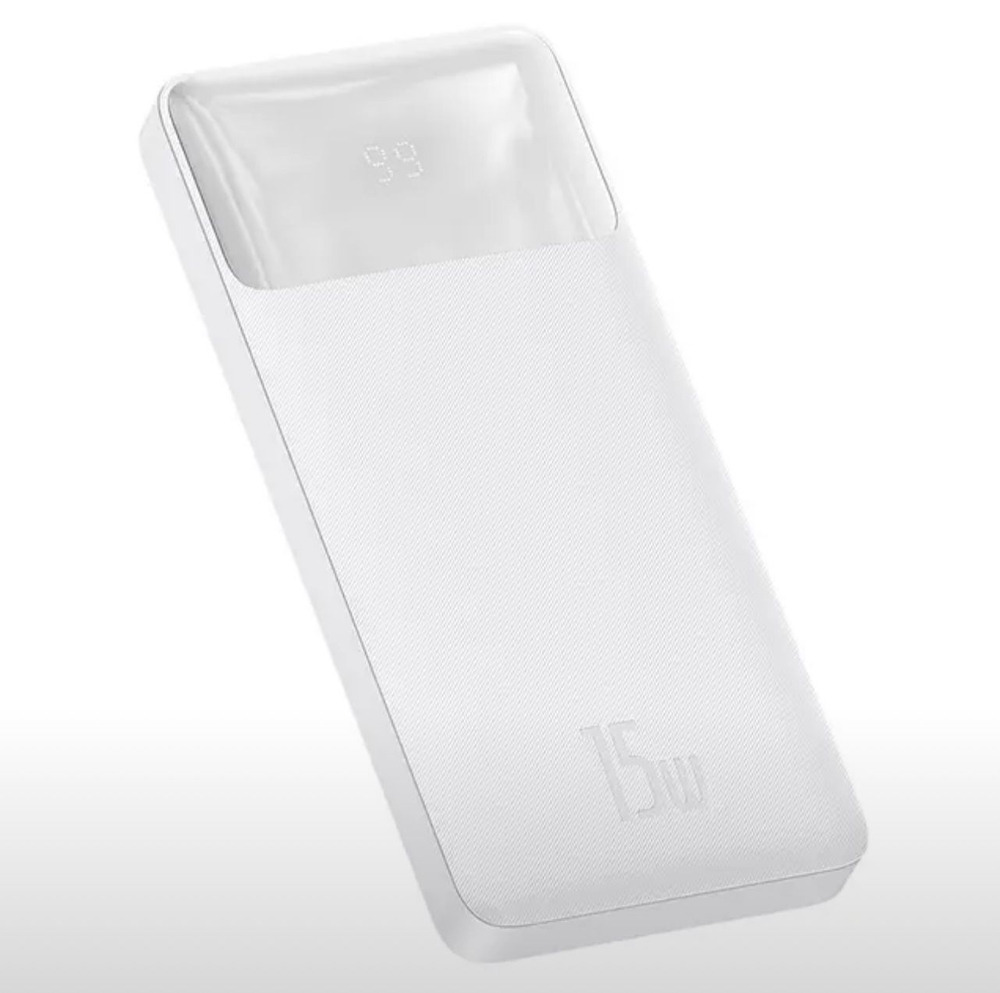 Внешний аккумулятор повербанк белый Power Bank 20000mAh 15W BASEUS PPBD20