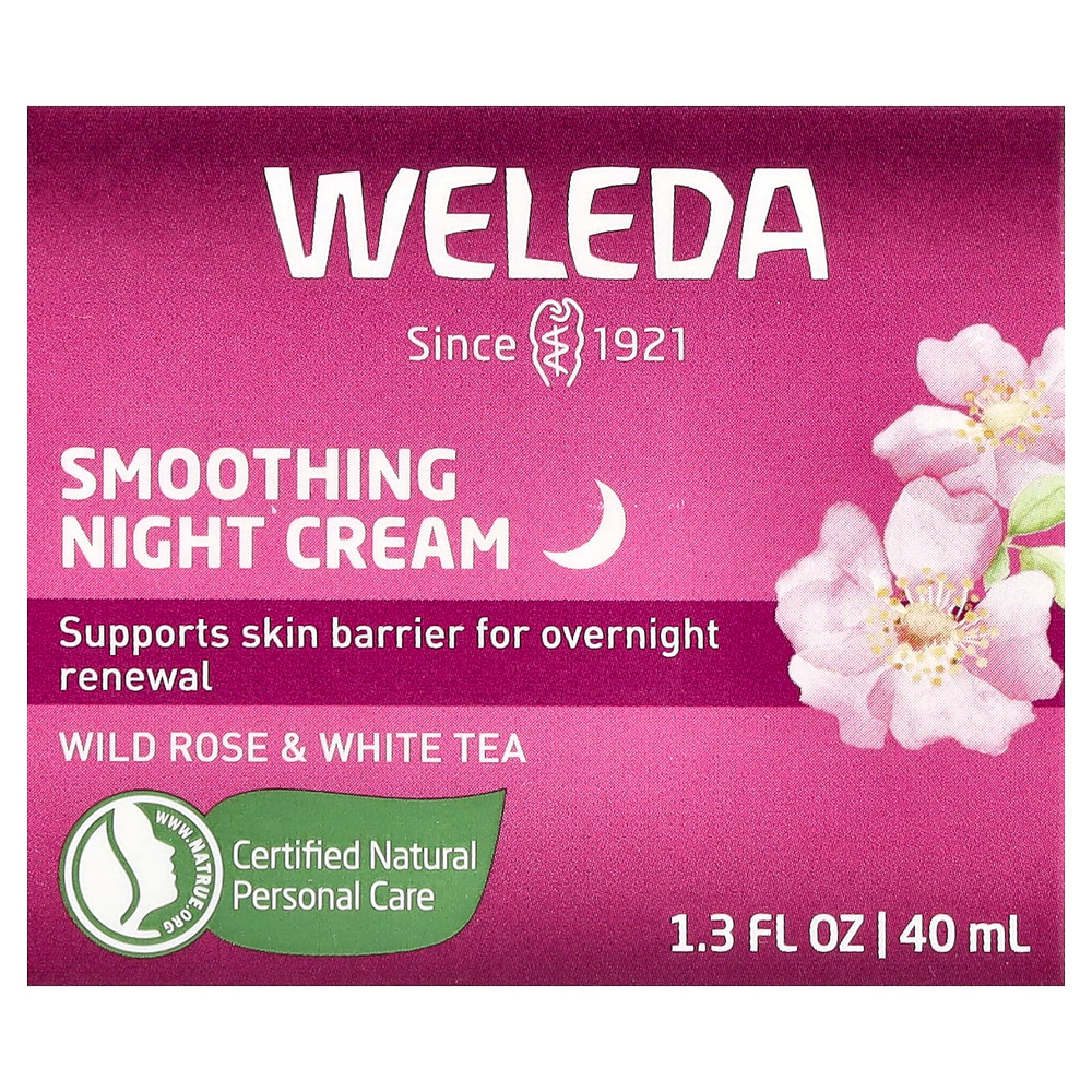 Weleda, разглаживающий ночной крем, шиповник и белый чай, 40 мл (1,3 жидк. унции)