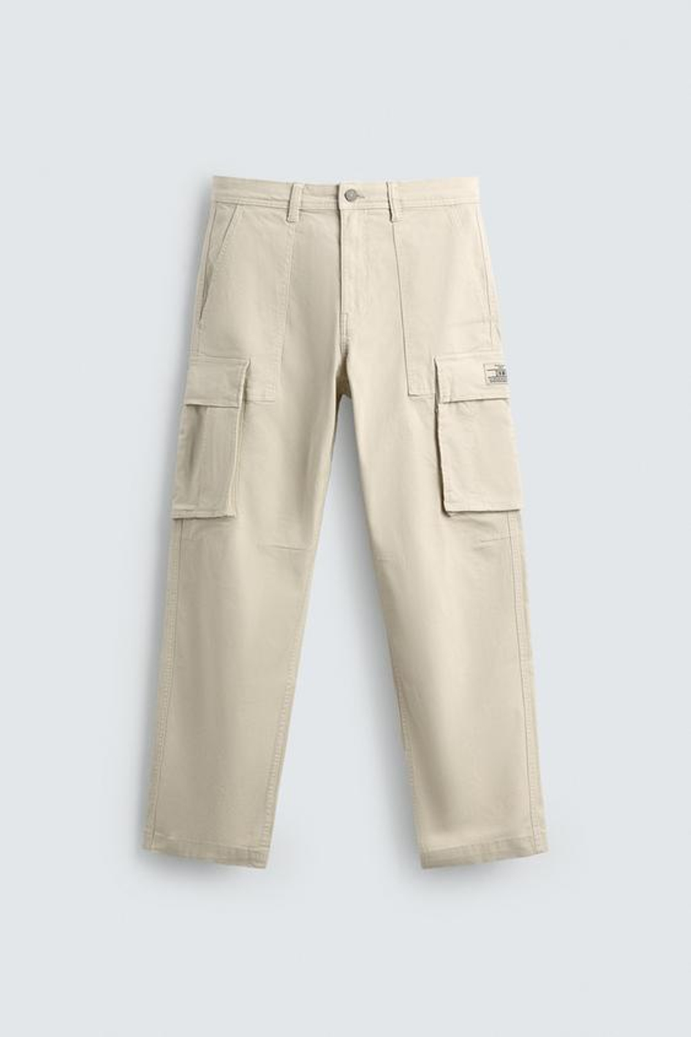 ZARA БРЮКИ КАРГО RELAXED FIT, КАМЕННО-СЕРЫЙ