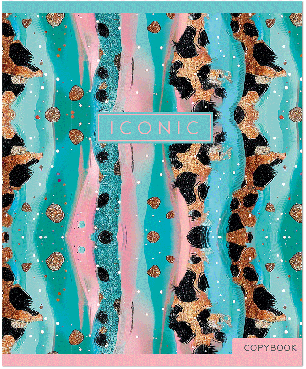 Тетрадь общая 48 л., PASTEL GOLD LEOPARD, обложка-мелов.картон+сплошной УФ-лак, скрепка