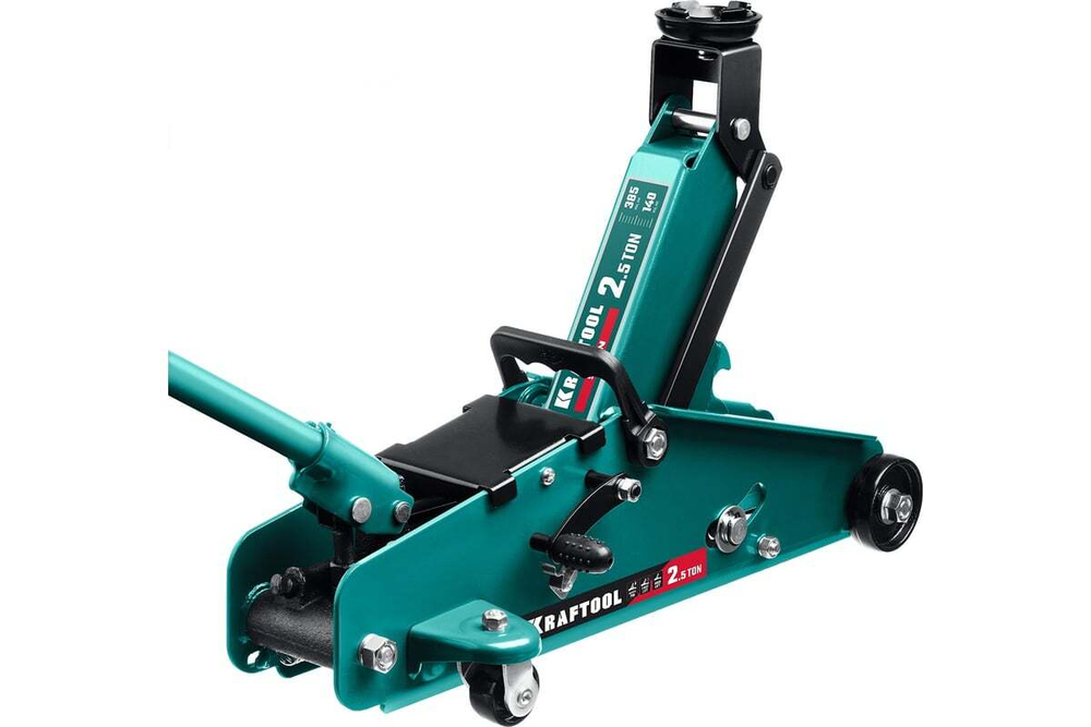 Подкатной домкрат с увеличенным подъемом и фиксатором KRAFTOOL S-PIN 2.5т, 140-385 мм 43457-2.5