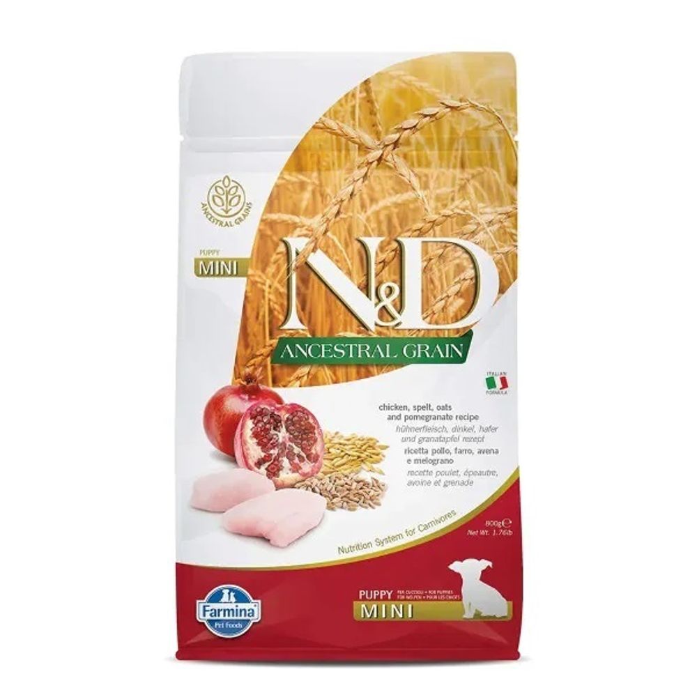 Сухой корм FARMINA N&amp;D Ancestral Grain для щенков мелких пород c курицей и гранатом - 0,8 кг