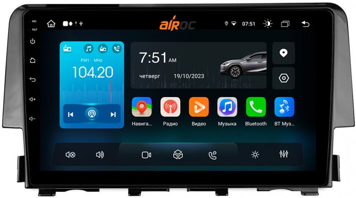 Магнитола для Honda Civic 10 2015-2021 - Airok RX-1941 Android 13, Быстрая, SIM-слот