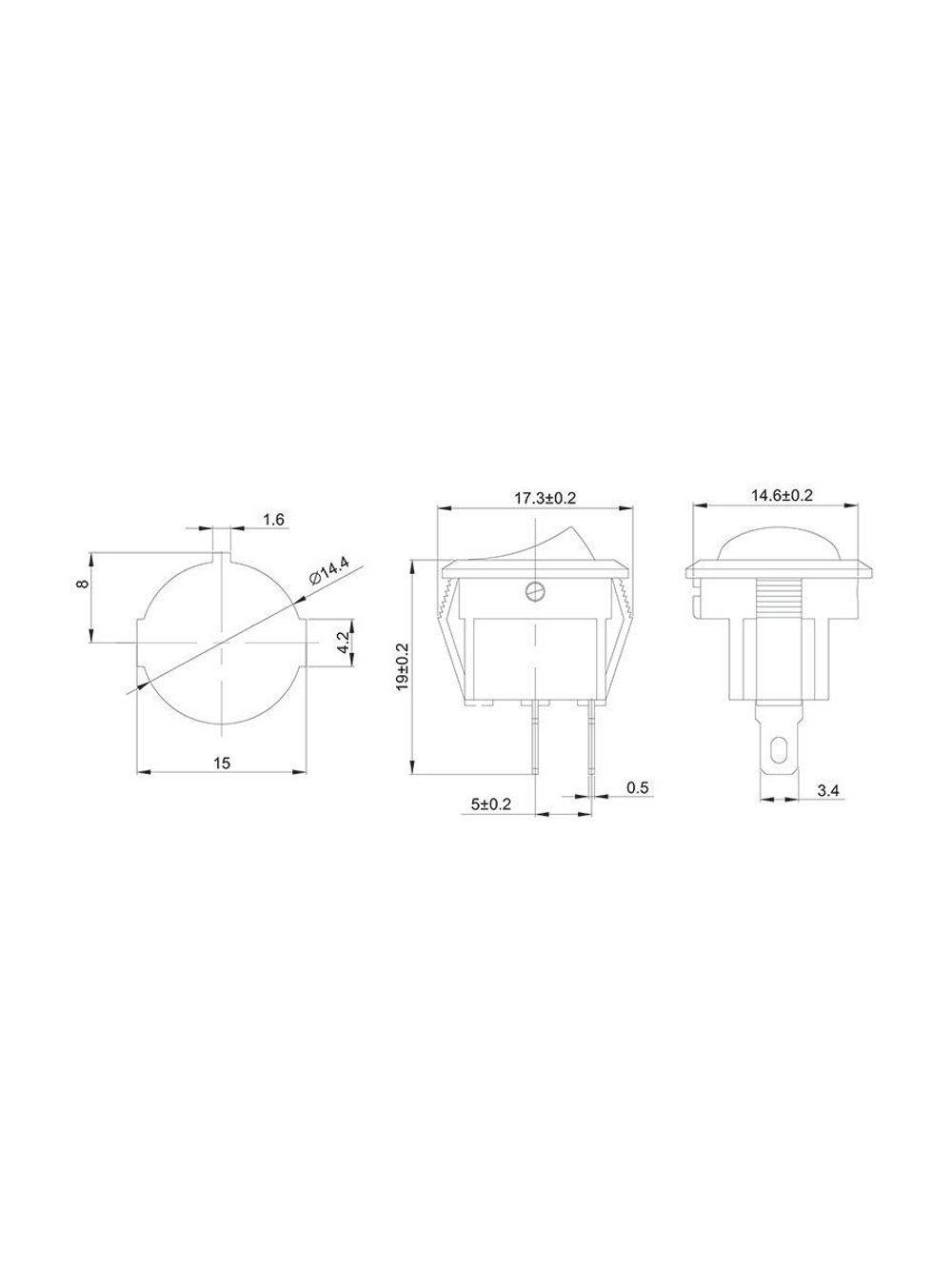 Выключатель клавишный круглый 250В 3А (2с) ON-OFF Micro RWB-105 SC-214 красн. Rexant 36-2511