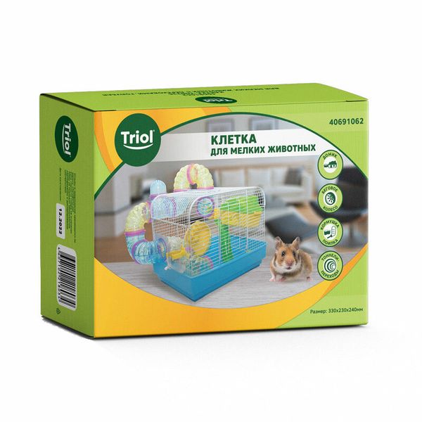 Клетка Triol YDB236 для мелких животных с переходами, эмаль, голубая, 330*230*240мм