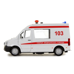 Модель ин. мет. "Mercedes-Benz Sprinter. Скорая помощь" 14см. свет-звук, двер, белая, коробка SPRINTERV