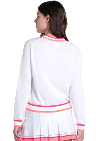 Женская Кофта теннисная Lucky in Love Victory V-neck - white/pink