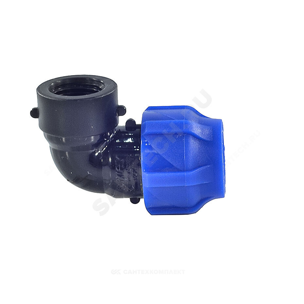 Отвод компрессионный ПЭ Дн 25х1"х90гр ВР Ру16 VALFEX 1210012325100