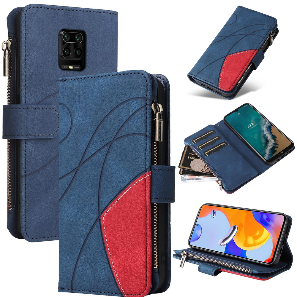 Дизайнерский чехол-книжка из кожи для XIAOMI REDMI NOTE 9 PRO / 9S / POCO M2 PRO с кошельком, 5 слотами для карт и подставкой