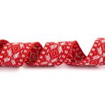 Лента (тесьма) жаккардовая 24.0 мм / 25±1 метров, Орнамент для северных народов, рис 9867 №3 красн/белый, Gamma C3885