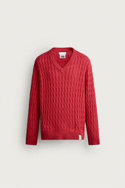 ZARA - FRUIT OF THE LOOM™ ДЖЕМПЕР ИЗ ПЛОТНОЙ ВЯЗКИ С V-ОБРАЗНЫМ ВЫРЕЗОМ, КРАСНЫЙ