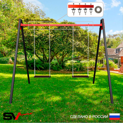 Уличные качели Sv Sport Maxi УК152П2 (2.4м/Деревянные 2шт/Подвесы на подш 2к)