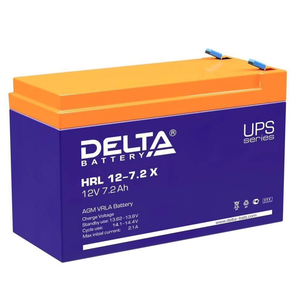 Аккумуляторная батарея Delta HRL 12-7.2 X напряжение 12В, емкость 7,2Ач (151x65x100mm) Аккумуляторная батарея Delta HRL 12-7.2 X напряжение 12В, емкость 7,2Ач (151x65x100mm)