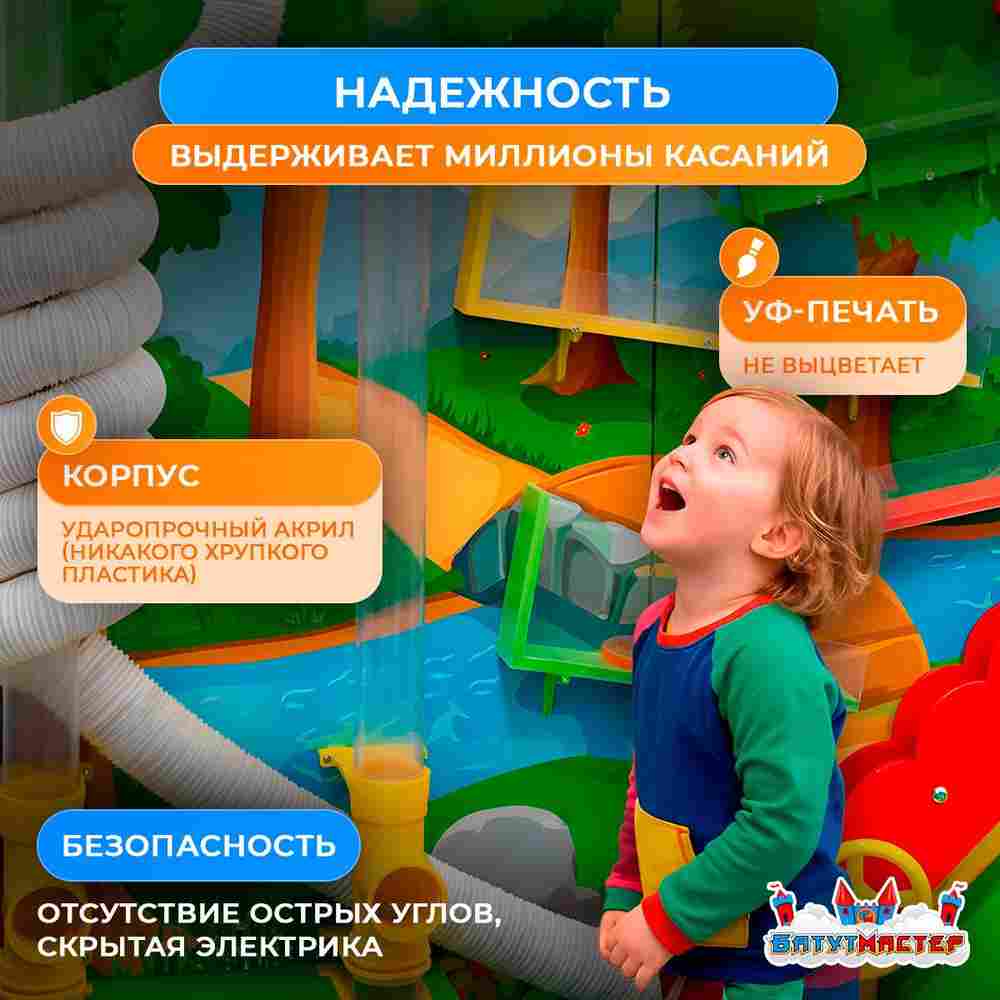 Интерактивная стена для детского сада «Веселое путешествие», 2,44×0,39×2,44 м