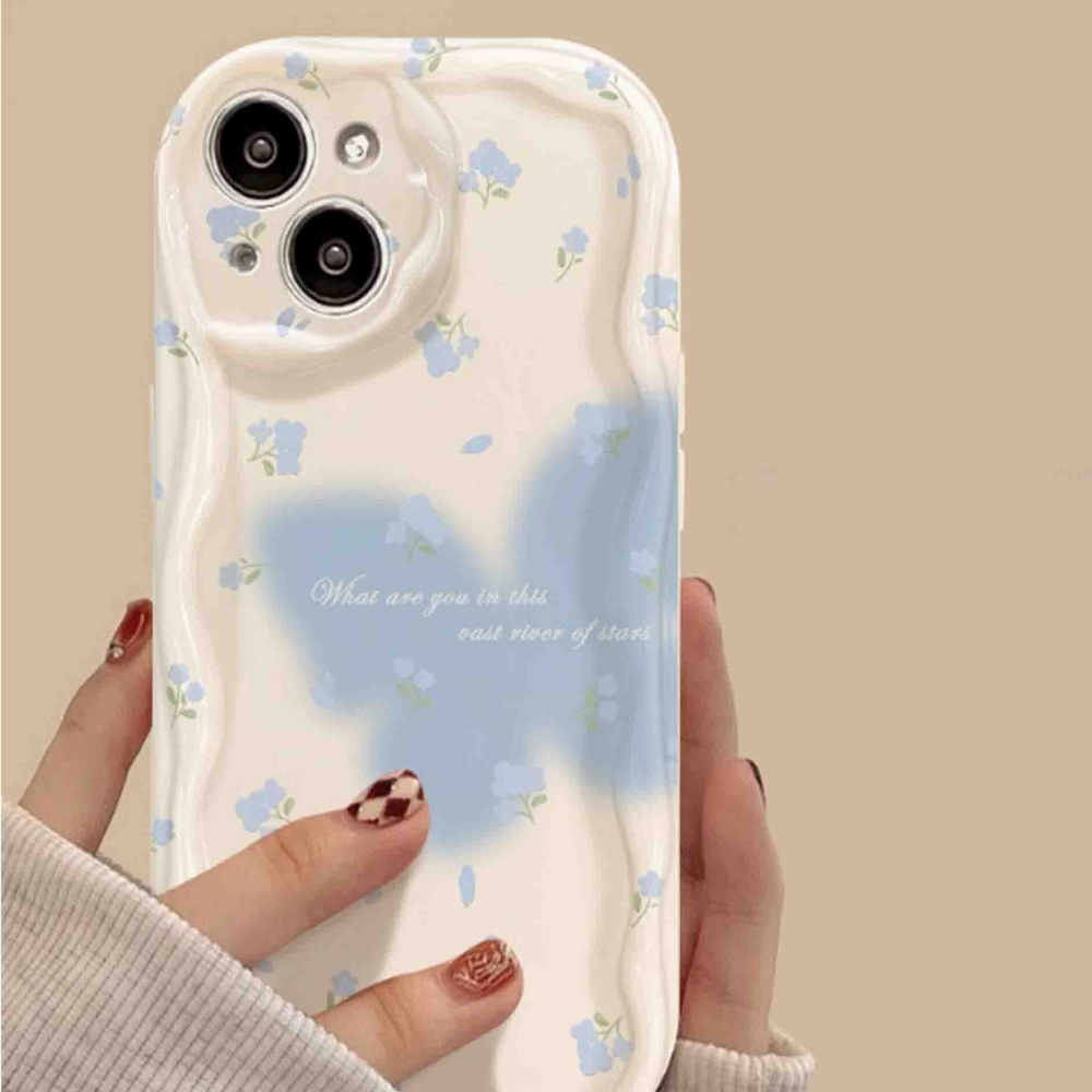 Чехол на iPhone 15 pro max Бабочка голубая