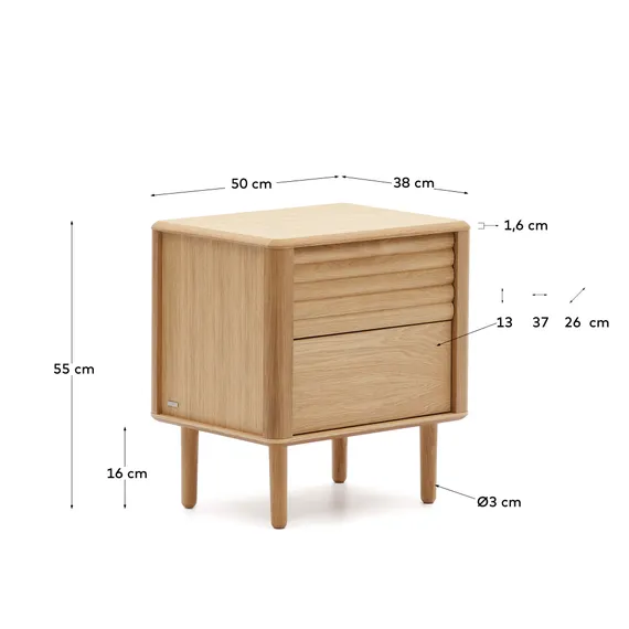 Прикроватная тумбочка Lenon, 50x55 см, светлый дуб