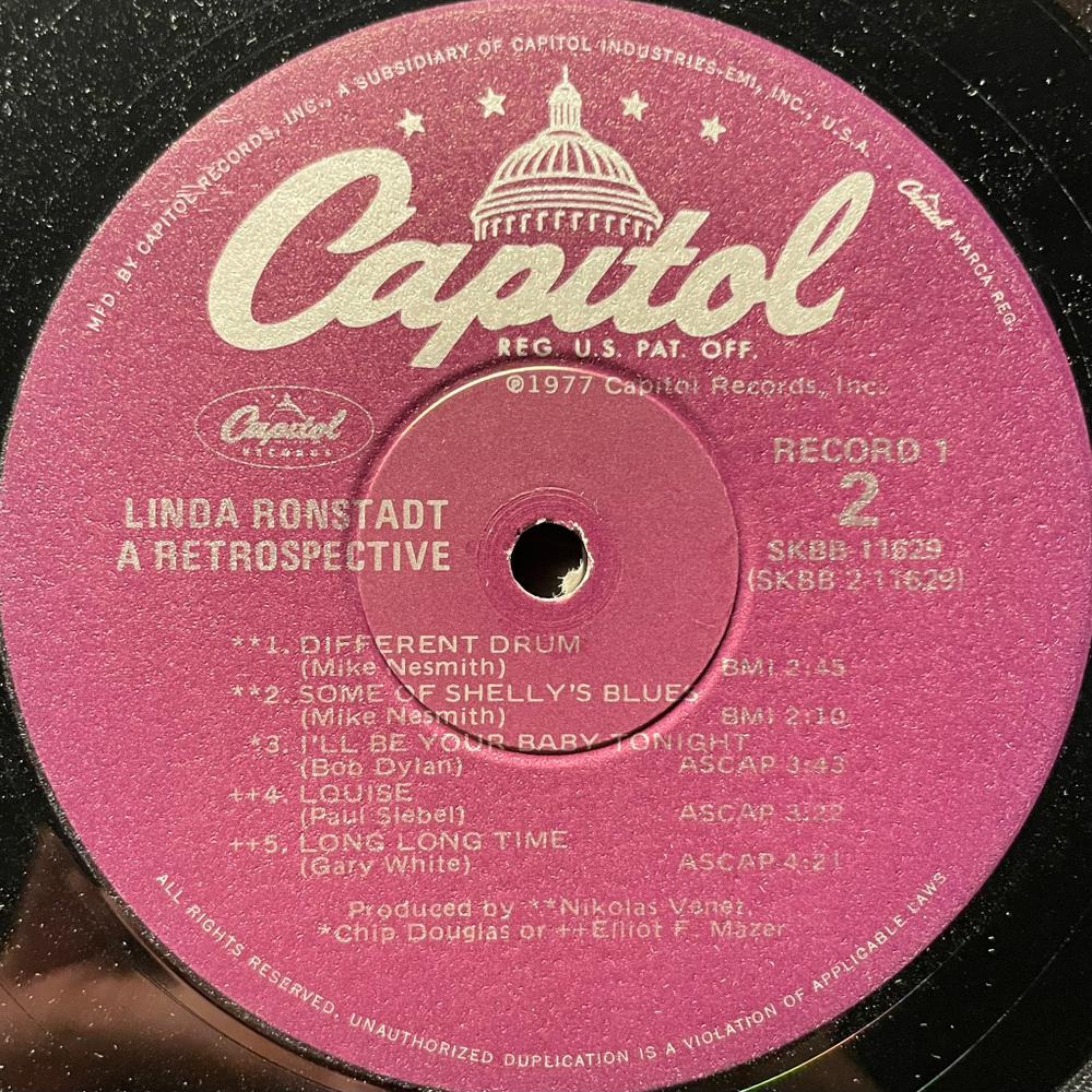 Linda Ronstadt ‎– A Retrospective 2LP (США 1977г.)