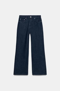 ZARA ДЖИНСЫ STRAIGHT FIT С ВЫСОКОЙ ПОСАДКОЙ ZW COLLECTION, СИНИЙ