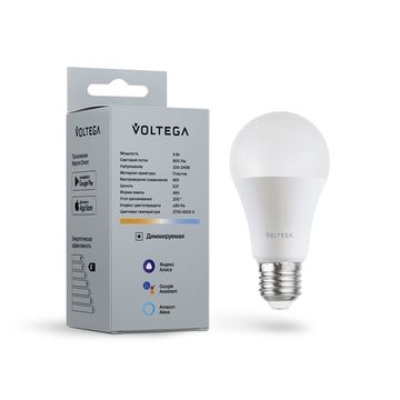 Умная светодиодная лампа Wi-Fi A60 E27 9W 2700K-6500K MIX DIM (2429) VG-A60E27cct-WIFI-9W Voltega