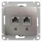 Розетка компьютерная RJ45 + RJ45 Cat 5e Systeme Electric Glossa Платина GSL001285KK