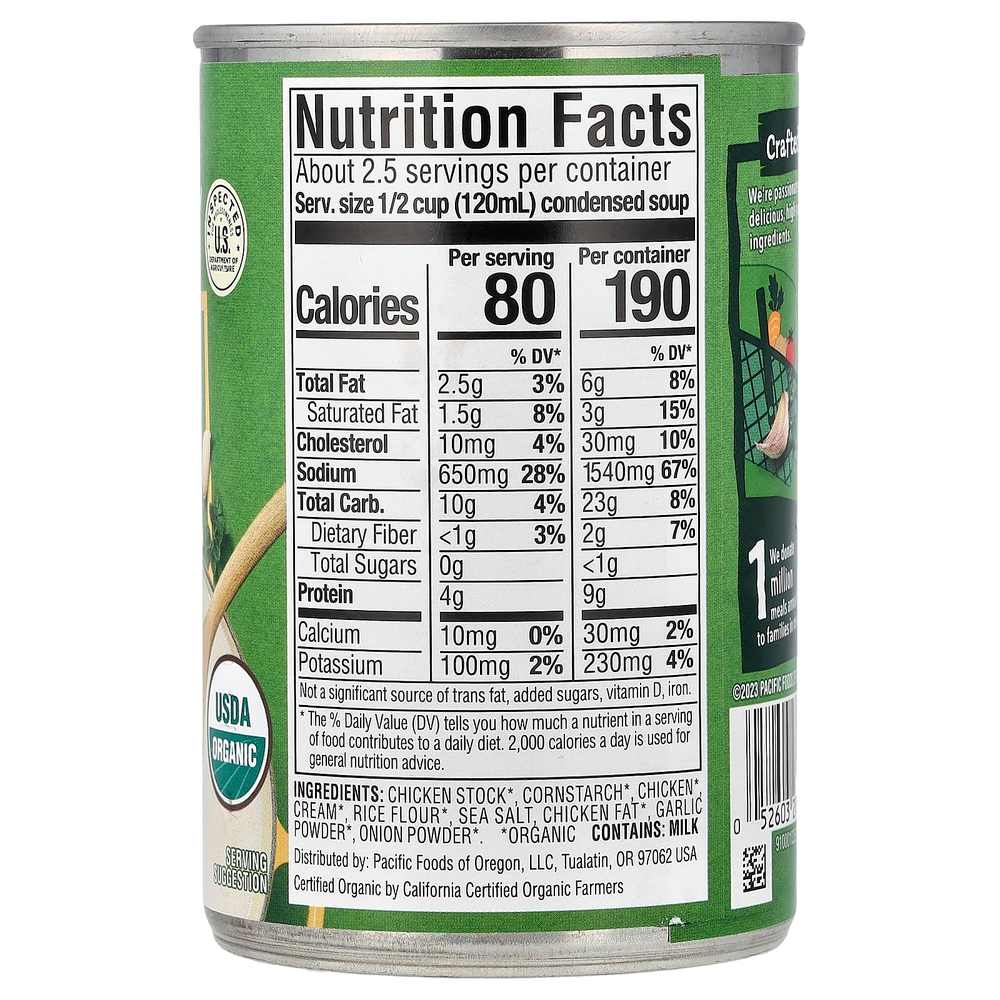 Pacific Foods, органический куриный крем-суп, сгущённый суп, 298 г (10,5 унции)