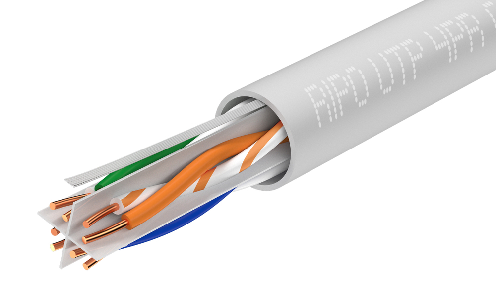 Витая пара UTP 4 CAT6 23AWG CCA Ripo, катушка 1000м., (КСВПВ -6 4*2*0.57), серый