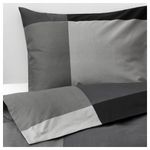 Комплект постельного белья IKEA BRUNKRISSLA (БРУНКРИСЛА), Односпальный, Черно-серый, 150x200, 50x80 см