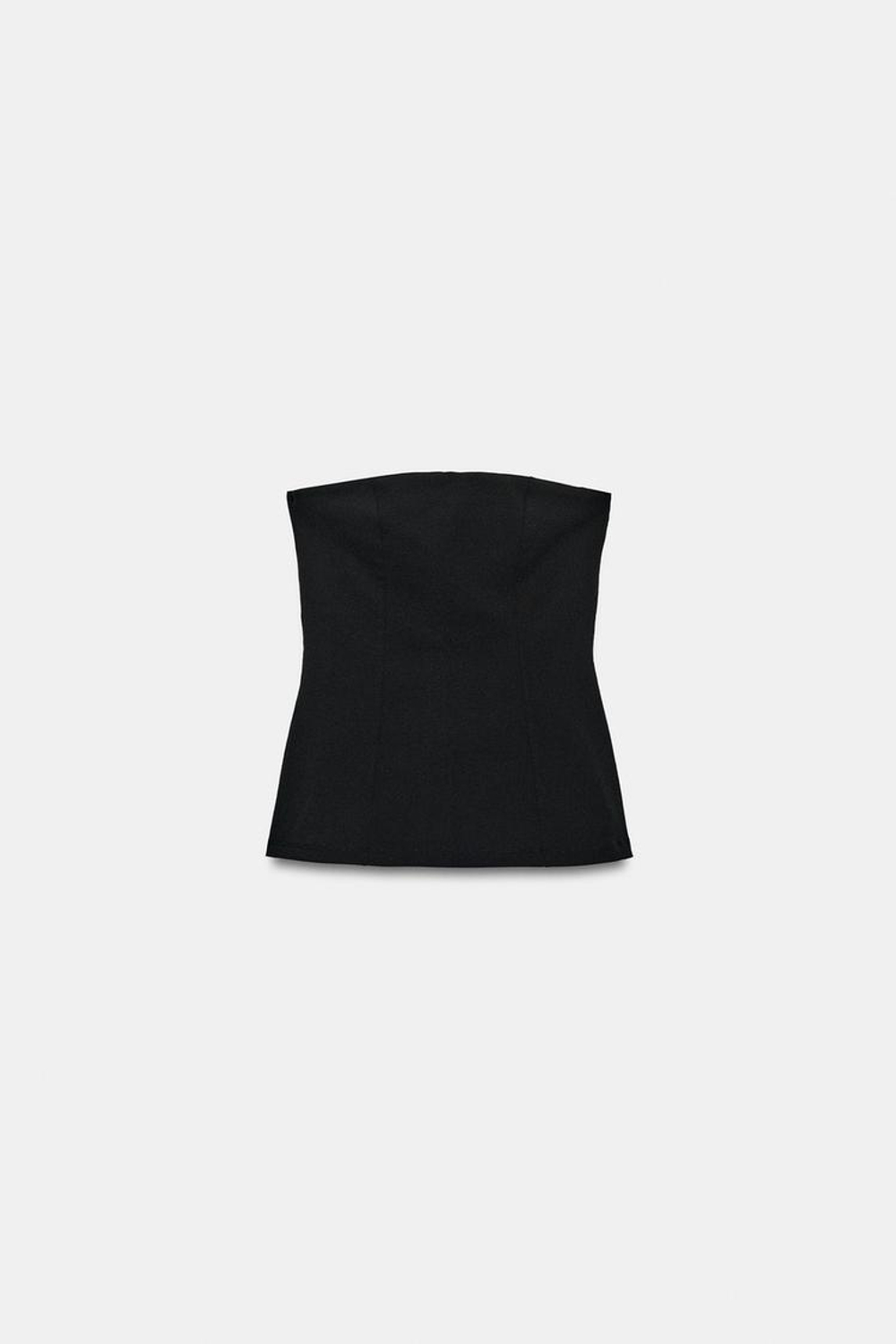 ZARA ЭЛАСТИЧНЫЙ ТОП БЕЗ БРЕТЕЛЕЙ С РАЗРЕЗАМИ, ЧЕРНЫЙ