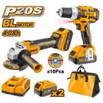 Набор: Шуруповерт BL 20В 60Нм и УШМ BL 115мм 20В в сумке INGCO CKLI6015 INDUSTRIAL