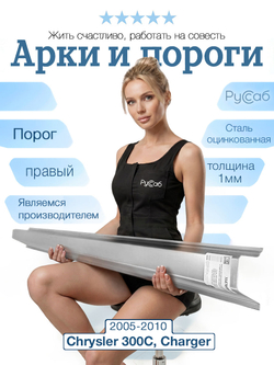 Порог правый Chrysler 300C, Dodge Charger 2005-2010 Полный профиль (1мм)